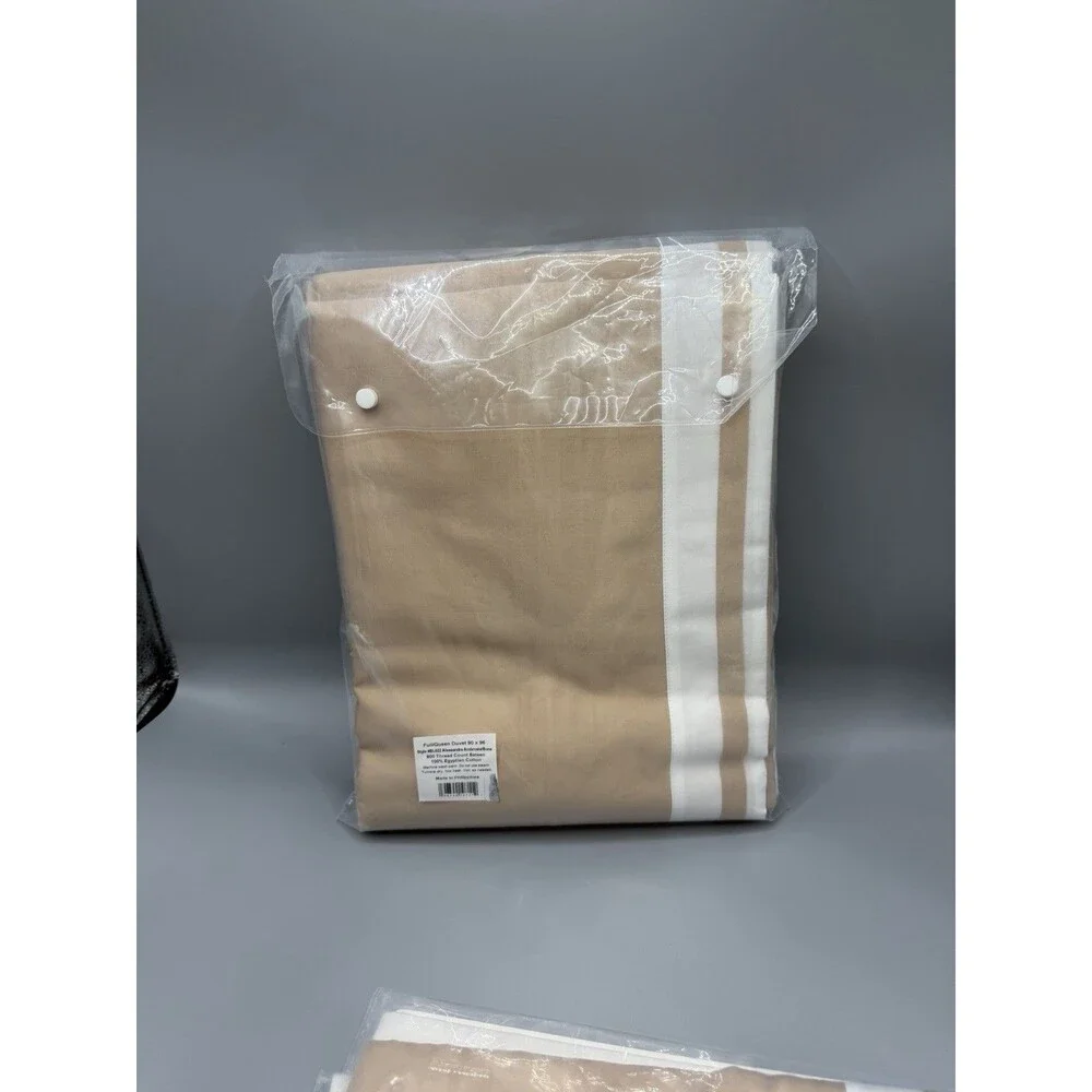 Matouk Alessandra Full/Queen Duvet + 2 Euro Shams Ambrosia/Bone NEW Sateen